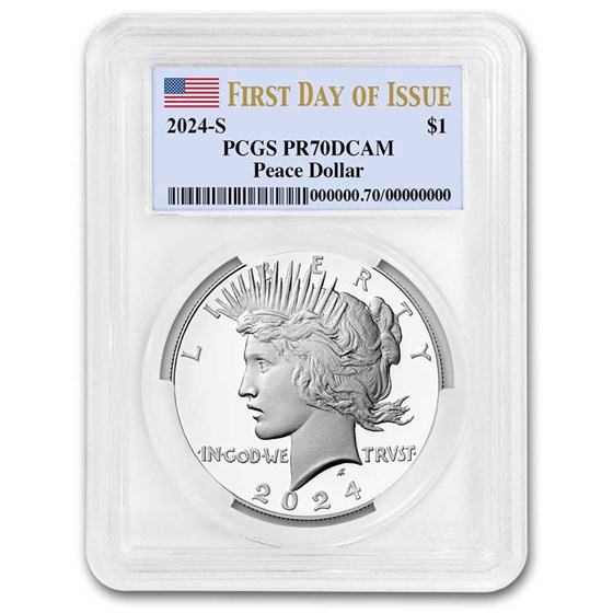 2024-S Proof Silver Peace Dollar PR-70 PCGS (First Day of Issue) 2024-S Proof Silver Peace Dollar PR-70 PCGS (First Day of Issue)