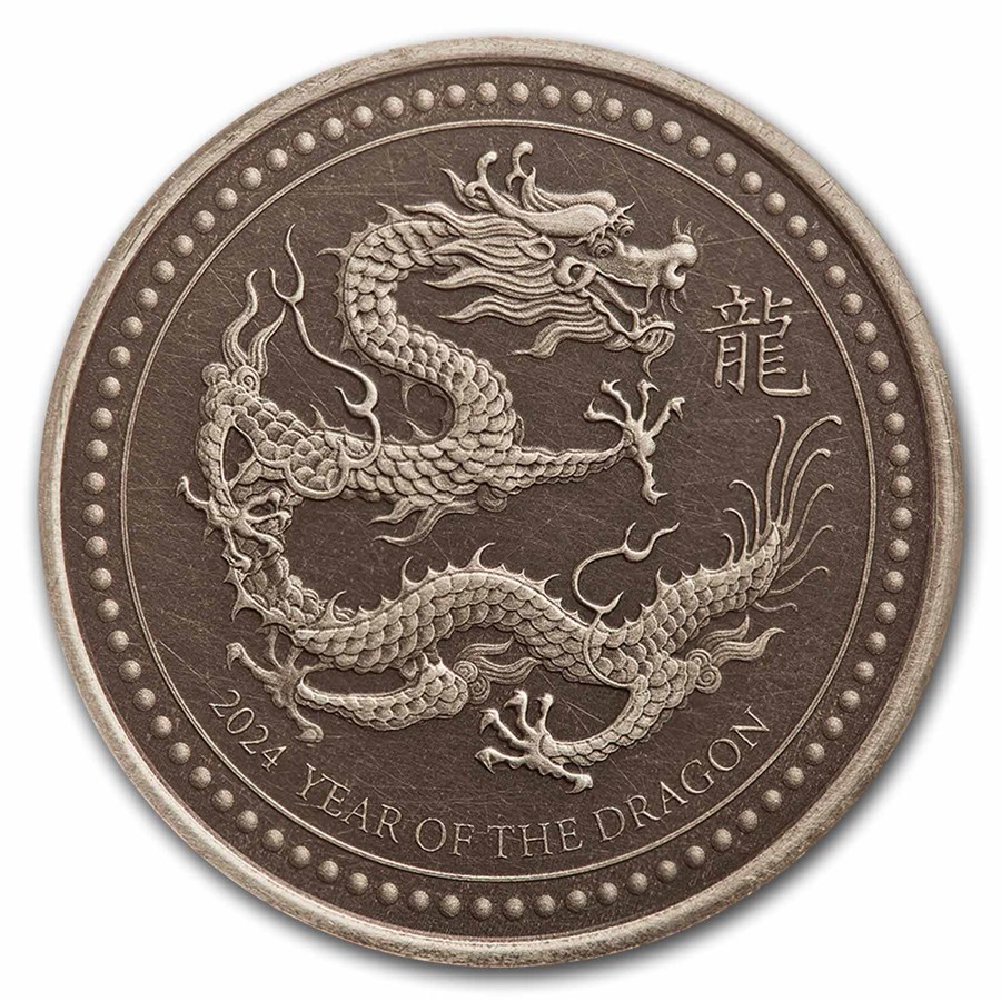 2024 Samoa 1/2 oz Silver 1 Tala Year of the Dragon (Antique)