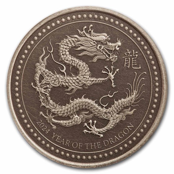 2024 Samoa 1/2 oz Silver 1 Tala Year of the Dragon (Antique) 2024 Samoa 1/2 oz Silver 1 Tala Year of the Dragon (Antique)