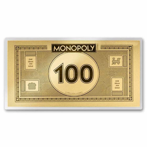2024 Samoa 1 gram Monopoly Foil Gold Note 2024 Samoa 1 gram Monopoly Foil Gold Note