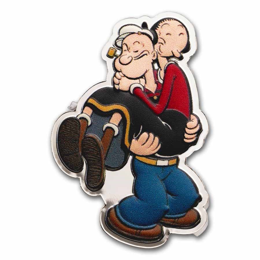 2024 Samoa 1 oz Silver Popeye and Olive Shaped Coin