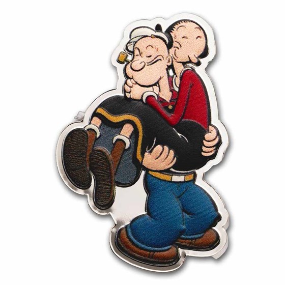 2024 Samoa 1 oz Silver Popeye and Olive Shaped Coin 2024 Samoa 1 oz Silver Popeye and Olive Shaped Coin