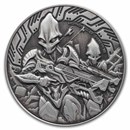 2024 Samoa 1 oz Silver Space Alien Battle Antique