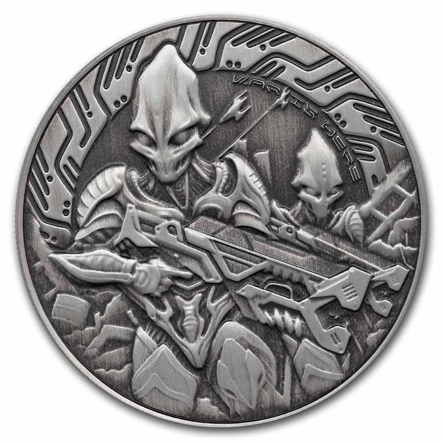 2024 Samoa 1 oz Silver Space Alien Battle Antique