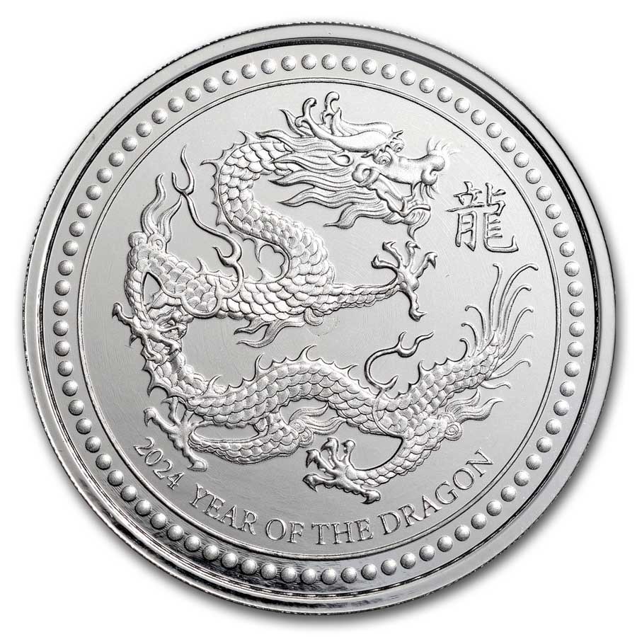 2024 Samoa 2 oz Silver 5 Tala Year of the Dragon BU (Off-Quality)