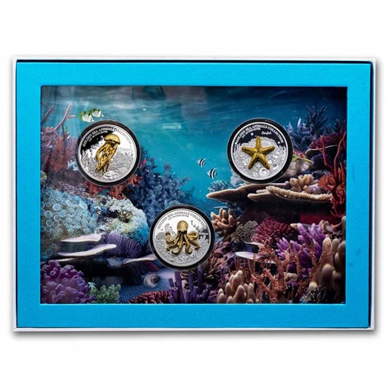 2024 Samoa 3-Coin Silver Sea Animals Collection (w/ Box & COA) 2024 Samoa 3-Coin Silver Sea Animals Collection (w/ Box & COA)