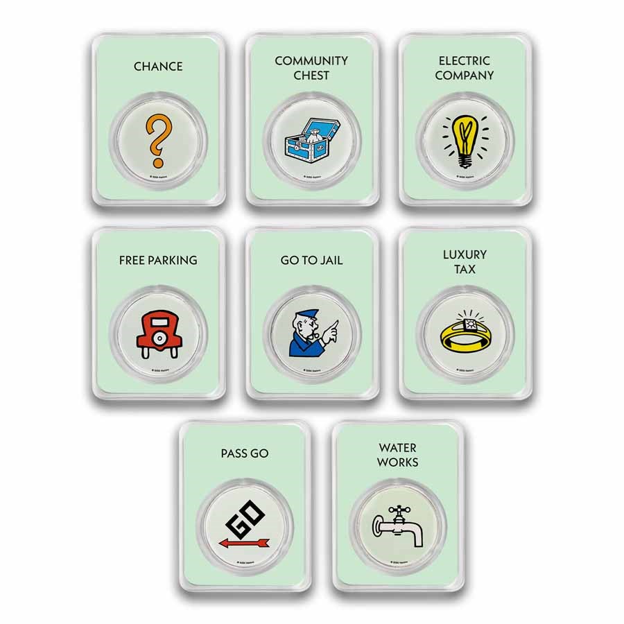 2024 Samoa 8-Coin Silver Monopoly Board Spaces Set