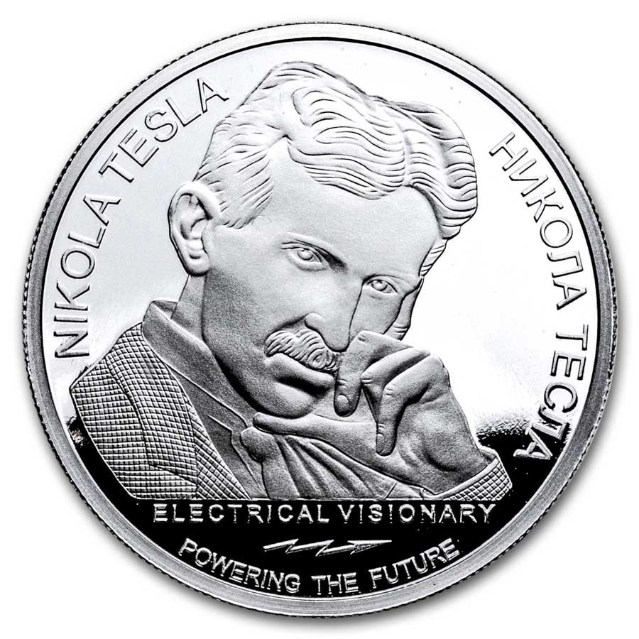 2024 Serbia 1 oz Proof Ag 100 Dinar Tesla: Direct Energy Weapon