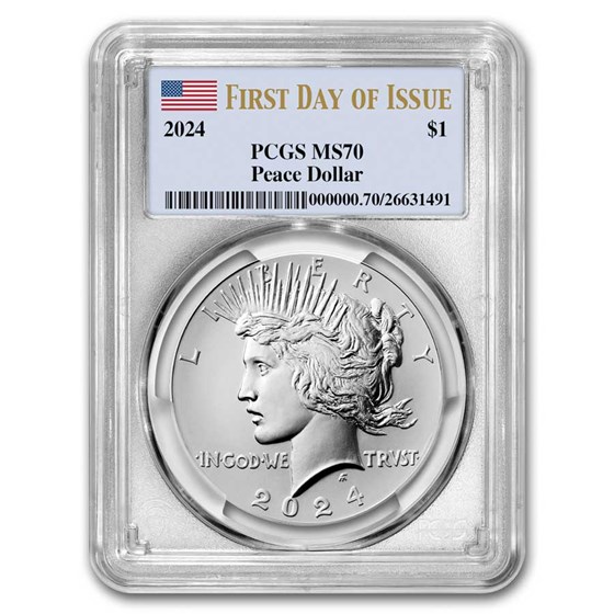 2024 Silver Peace Dollar MS-70 PCGS (First Day of Issue) 2024 Silver Peace Dollar MS-70 PCGS (First Day of Issue)