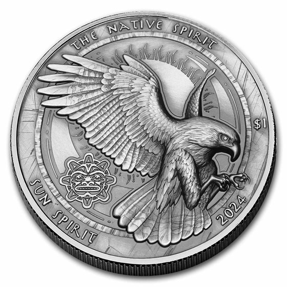 2024 Sioux Nation 1 oz Silver UHR Antique Sun Spirit 2024 Sioux Nation 1 oz Silver UHR Antique Sun Spirit