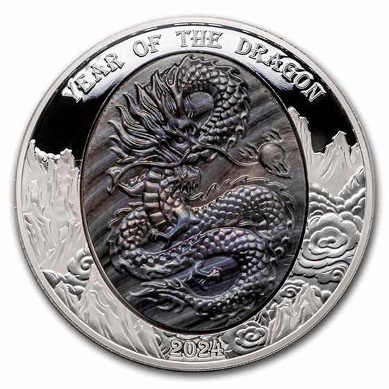 2024 Solomon Isl. 5 oz Silver Mother of Pearl Year of the Dragon 2024 Solomon Isl. 5 oz Silver Mother of Pearl Year of the Dragon