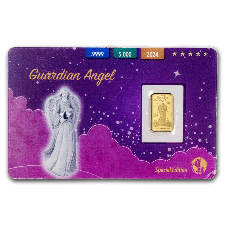 2024 Solomon Islands 1/2 Gram Gold Guardian Angel Coin Bar