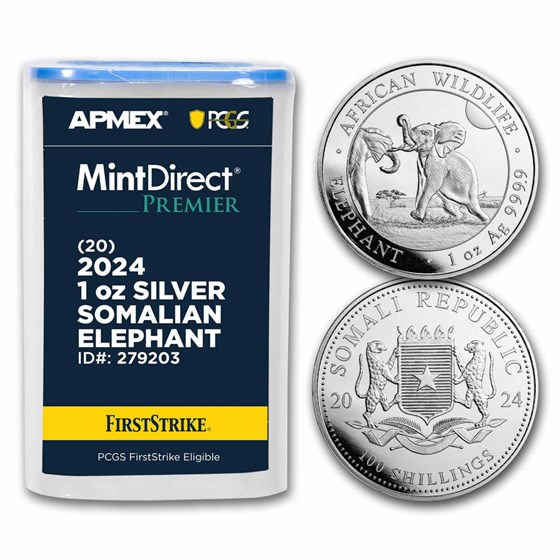 2024 Somalia 1 oz Silver Elephant (MD® Premier + PCGS FS Tube)