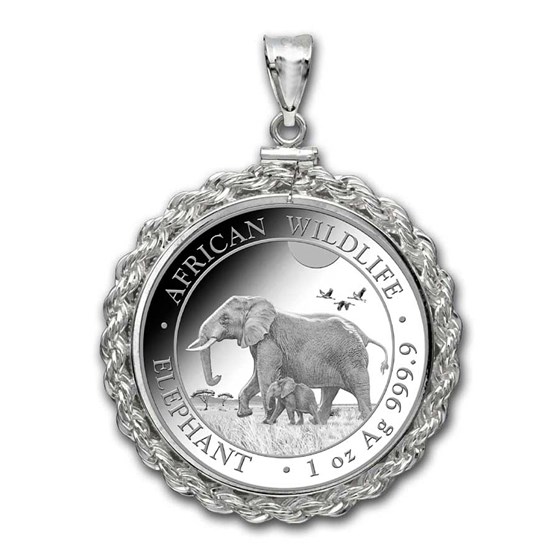 2024 Somalia 1 oz Silver Elephant Pendant (Rope Screw-Top) 2024 Somalia 1 oz Silver Elephant Pendant (Rope Screw-Top)