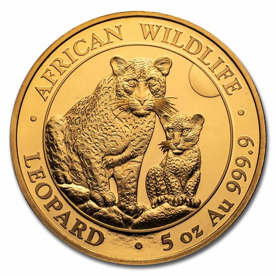 2024 Somalia 5 oz Gold Proof African Wildlife Leopard (Serial #1) 2024 Somalia 5 oz Gold Proof African Wildlife Leopard (Serial #1)