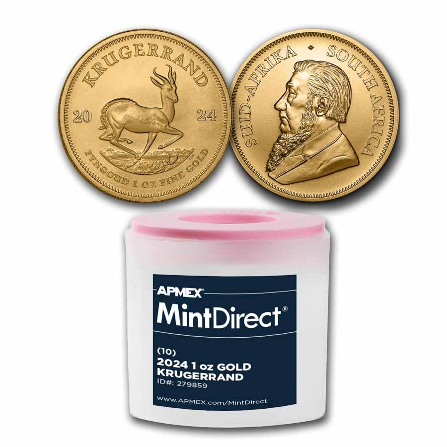 2024 South Africa 1 oz Gold Krugerrand (10-Coin MintDirect® Tube)