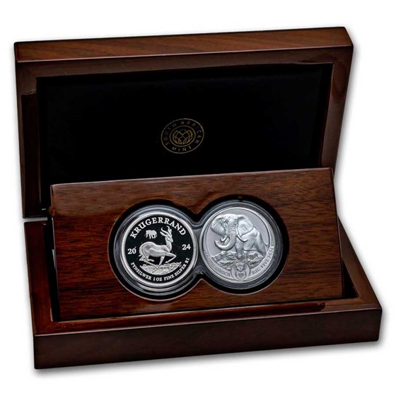 2024 South Africa 2-Coin Silver Krugerrand & Elephant Proof Set 2024 South Africa 2-Coin Silver Krugerrand & Elephant Proof Set