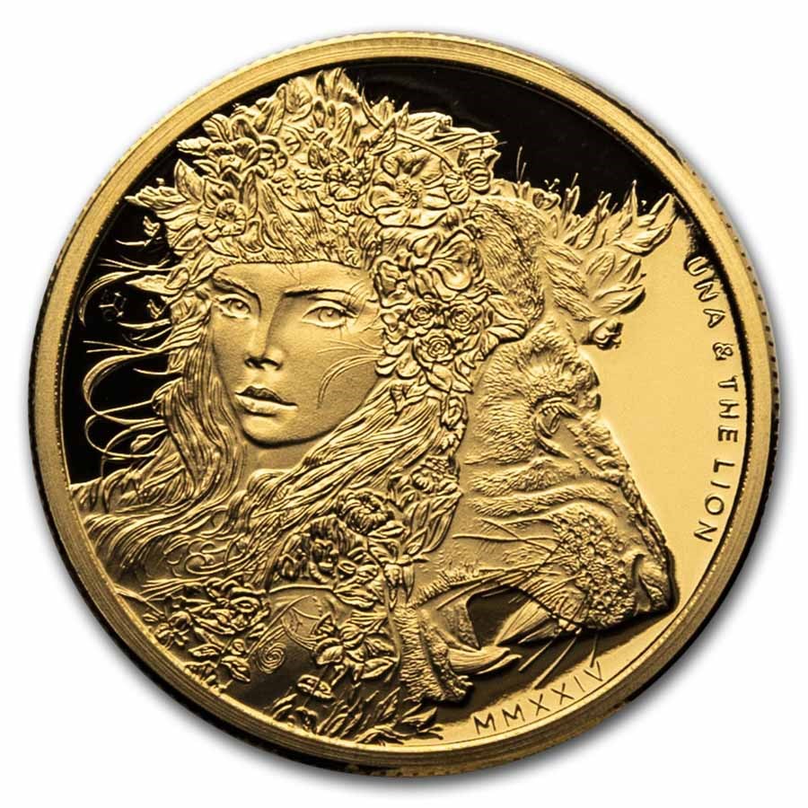 2024 St. Helena 1/4 oz Gold Una & the Lion Proof (w/ Box) 2024 St. Helena 1/4 oz Gold Una & the Lion Proof (w/ Box)