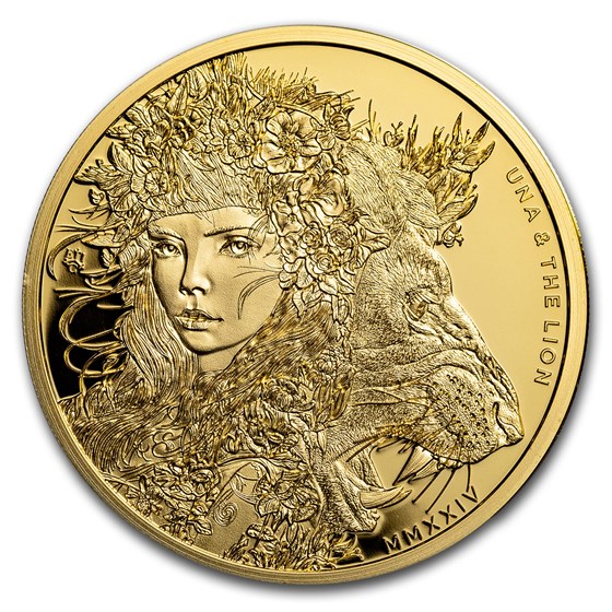 2024 St. Helena 1 oz Gold Una & the Lion Proof (No Box) 2024 St. Helena 1 oz Gold Una & the Lion Proof (No Box)