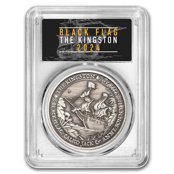 2024 TUV 1 oz Silver Black Flag Antiqued Kingston MS-70 PCGS FS 2024 TUV 1 oz Silver Black Flag Antiqued Kingston MS-70 PCGS FS