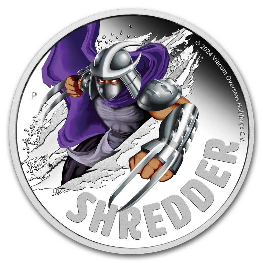 2024 TUV 1 oz Silver Colorized TMNT Shredder Proof (Box)