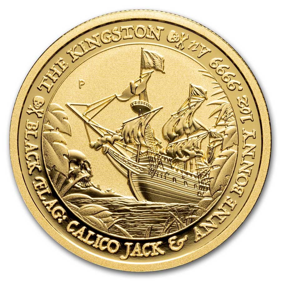 2024 Tuvalu 1 oz Gold Black Flag - The Kingston (w/ Box & COA)