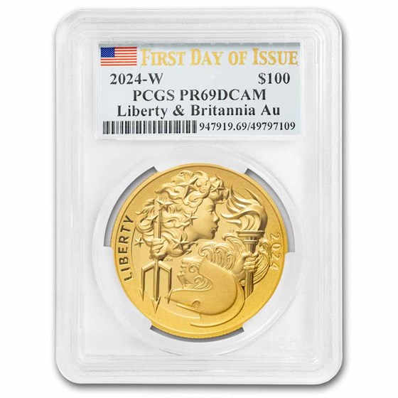 2024 US Mint 1 oz Gold Liberty & Britannia PR-69 PCGS (FDI)