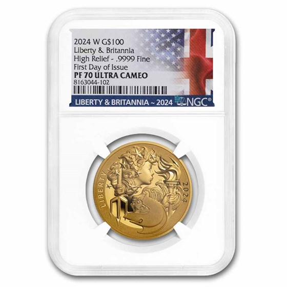 2024 US Mint 1 oz Gold Liberty & Britannia PR-70 PCGS (FDI) HR 2024 US Mint 1 oz Gold Liberty & Britannia PR-70 PCGS (FDI) HR