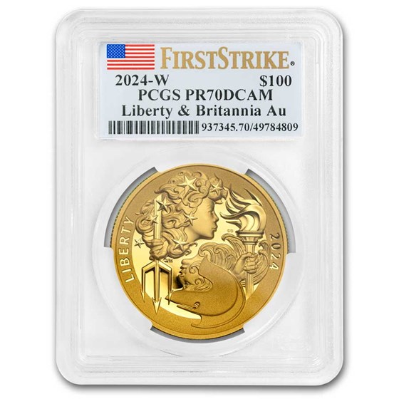2024 US Mint 1 oz Gold Liberty & Britannia PR-70 PCGS (FS) 2024 US Mint 1 oz Gold Liberty & Britannia PR-70 PCGS (FS)