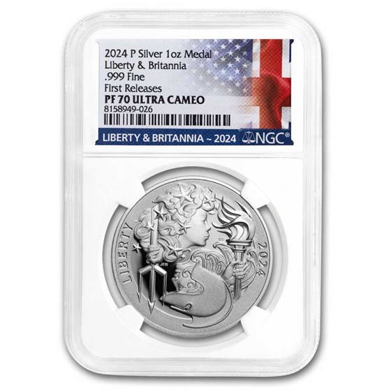 2024 US Mint 1 oz Silver Liberty & Britannia PF-70 NGC (ER) 2024 US Mint 1 oz Silver Liberty & Britannia PF-70 NGC (ER)
