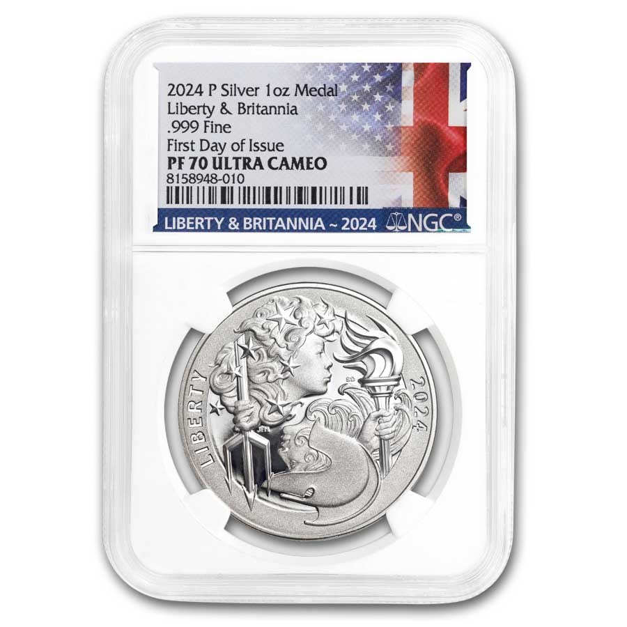 2024 US Mint 1 oz Silver Liberty &amp; Britannia PF-70 NGC (FDI)