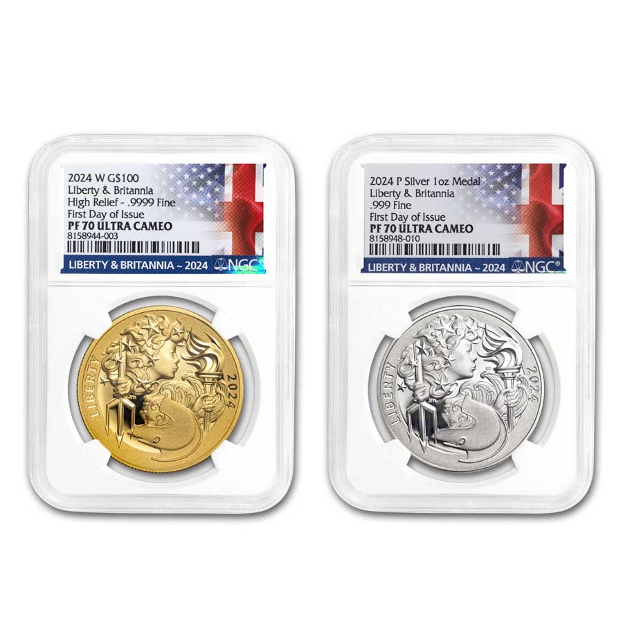 2024 US Mint Liberty & Britannia 2-Coin Set PF-70 NGC (FDI)