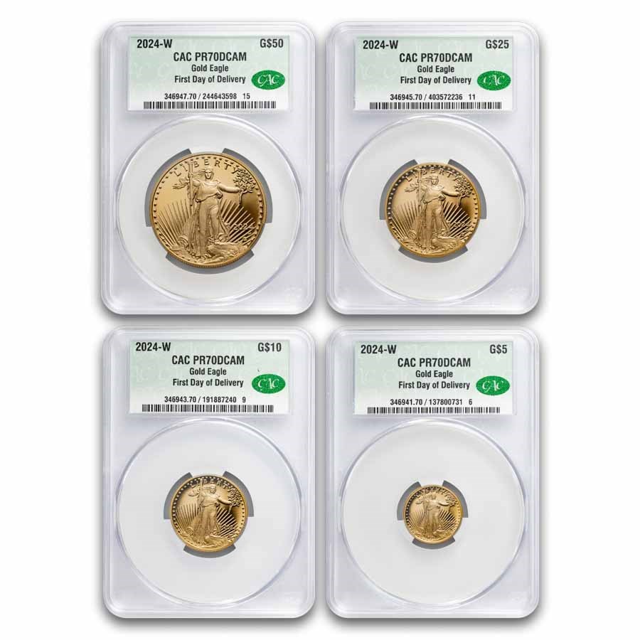 2024-W 4-Coin Proof American Gold Eagle Set PR-70 CAC (FDD)