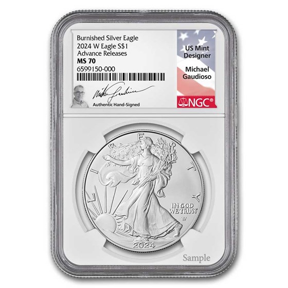 2024-W Burnished Silver Eagle MS-70 NGC (AR, Gaudioso) 2024-W Burnished Silver Eagle MS-70 NGC (AR, Gaudioso)
