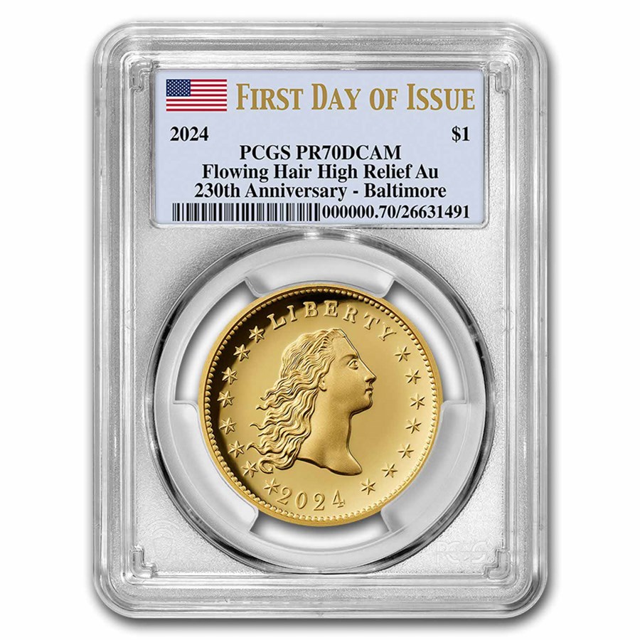 2024-W Flowing Hair Gold Coin PR-70 PCGS (FDI, Baltimore)