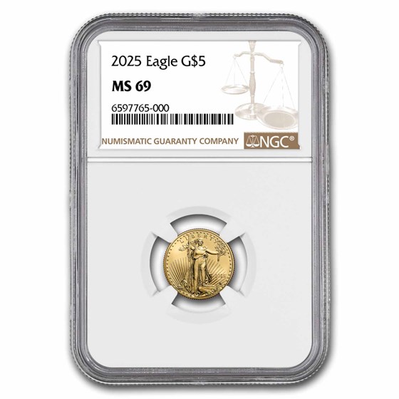 2025 1/10 oz American Gold Eagle MS-69 NGC 2025 1/10 oz American Gold Eagle MS-69 NGC
