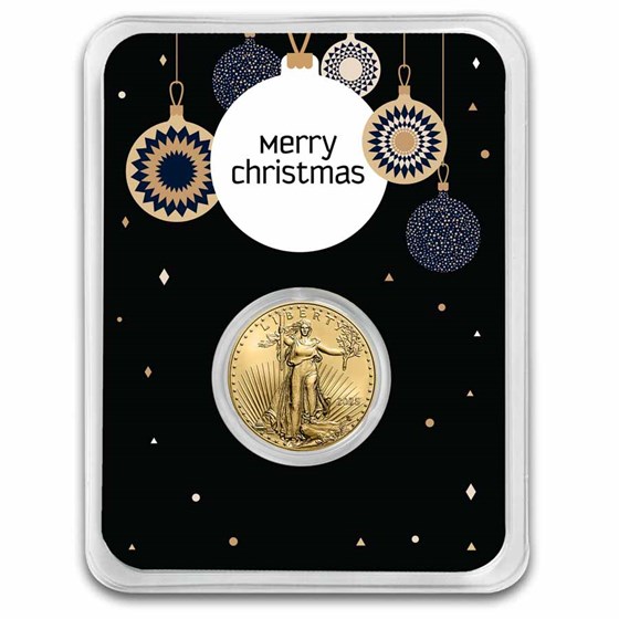 2025 1/10 oz American Gold Eagle - w/Elegant Merry Christmas Card 2025 1/10 oz American Gold Eagle - w/Elegant Merry Christmas Card