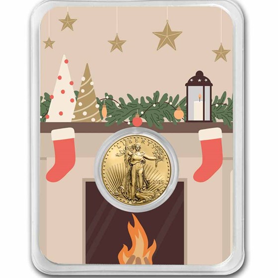 2025 1/10 oz American Gold Eagle - w/Fireplace & Wreath Card 2025 1/10 oz American Gold Eagle - w/Fireplace & Wreath Card