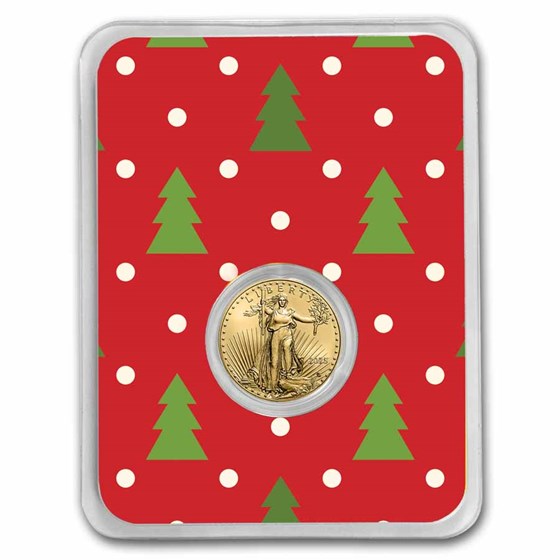 2025 1/10 oz American Gold Eagle - w/Red Christmas Trees Card 2025 1/10 oz American Gold Eagle - w/Red Christmas Trees Card