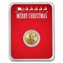 2025 1/10 oz American Gold Eagle - w/Red Merry Christmas Card