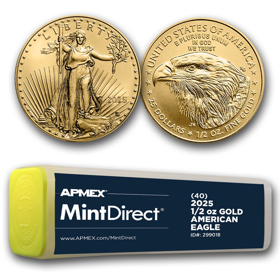 2025 1/2 oz American Gold Eagles (40-Coin MintDirect® Tube)