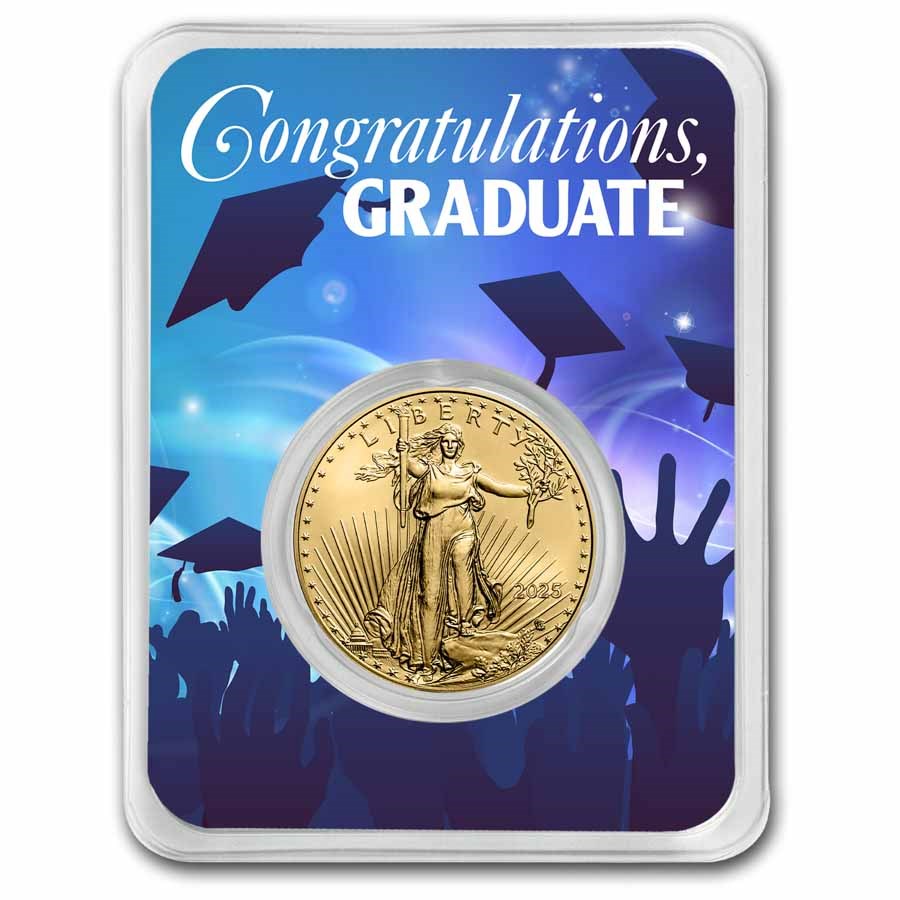 2025 1/2 oz Gold Eagle - w/Celebrate Graduate Card, In TEP