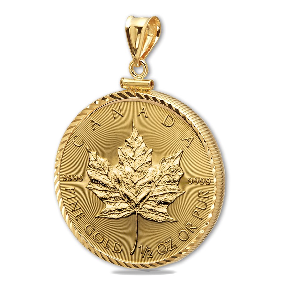 2025 1/2 oz Gold Maple Pendant (Diamond Cut - Screw Top Bezel)