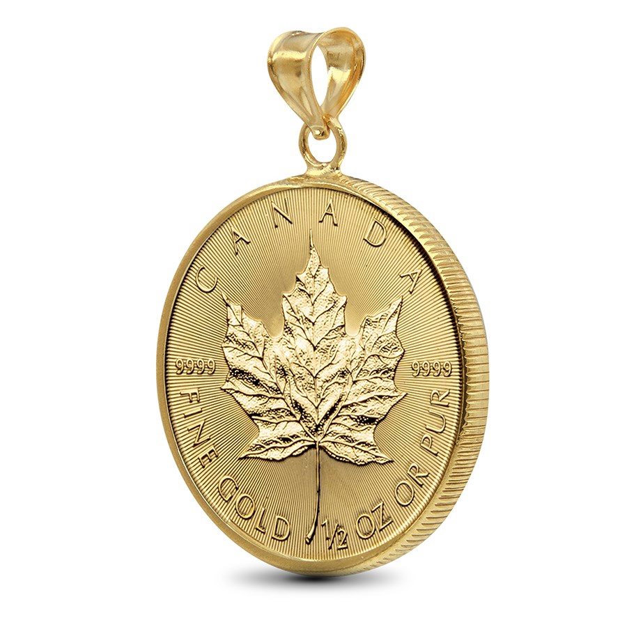 2025 1/2 oz Gold Maple Pendant (Plain-Front Bezel)