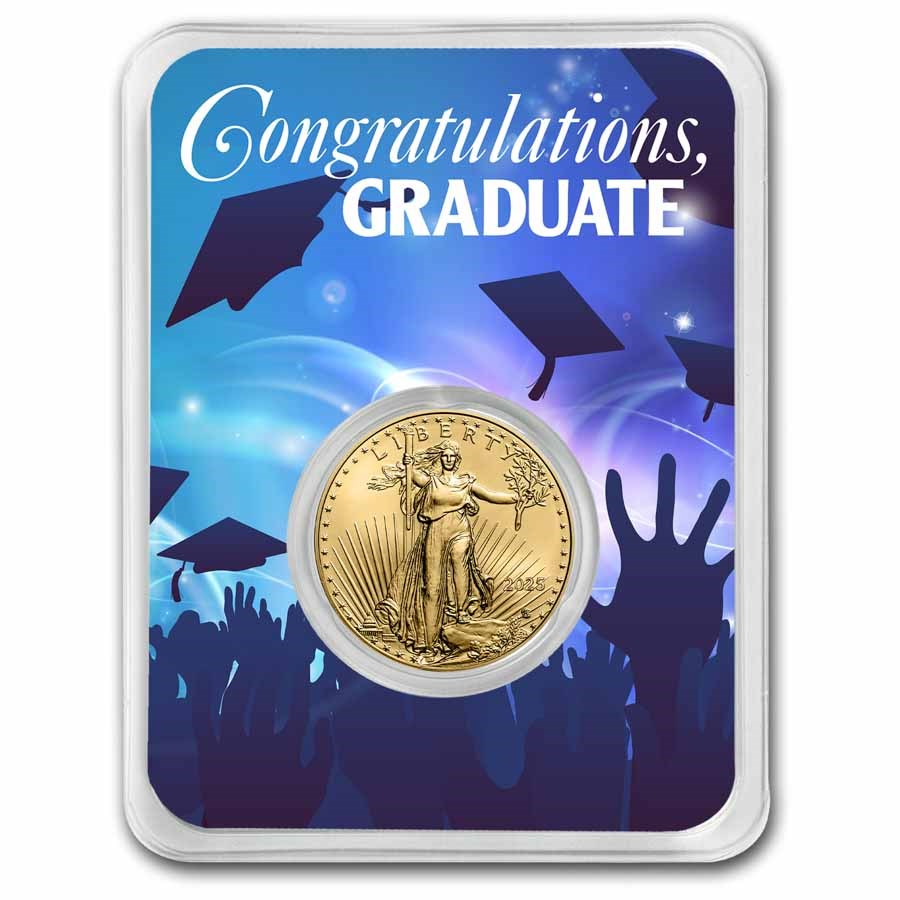 2025 1/4 oz Gold Eagle - w/Celebrate Graduate Card, In TEP
