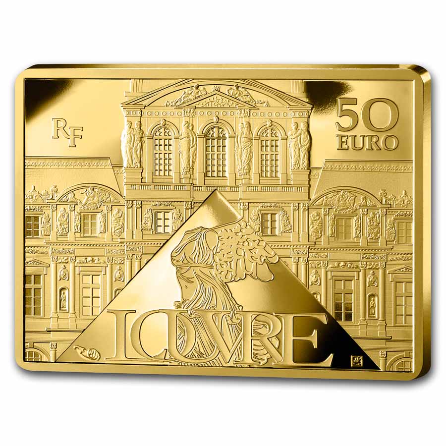 100%正規品4XL新品リミテッド2025ゴールドコレクションGOLDフリーマン 2025 1/4 oz Prf Gold €50 Masterpieces of Museums (Louvre)