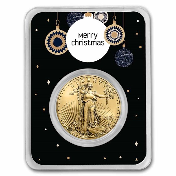 2025 1 oz American Gold Eagle - w/Elegant Merry Christmas Card 2025 1 oz American Gold Eagle - w/Elegant Merry Christmas Card