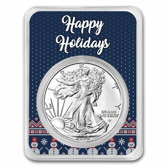 2025 1 oz American Silver Eagle - w/Happy Holidays Snowmen Card 2025 1 oz American Silver Eagle - w/Happy Holidays Snowmen Card