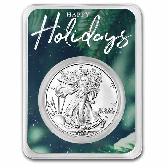 2025 1 oz American Silver Eagle - w/Happy Holidays Tree Branches 2025 1 oz American Silver Eagle - w/Happy Holidays Tree Branches