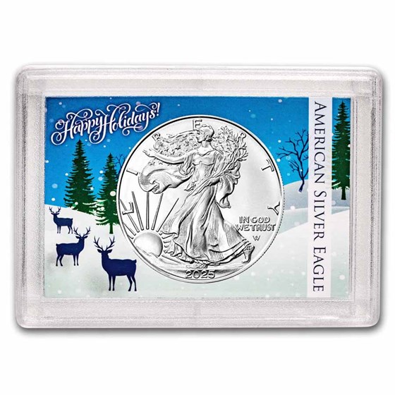 2025 1 oz American Silver Eagle - w/Harris Holder, Happy Holidays 2025 1 oz American Silver Eagle - w/Harris Holder, Happy Holidays